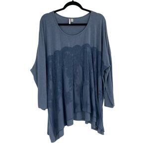 Cato Dusty Blue Long Sleeve Boho Lace Casual Top Women’s Size